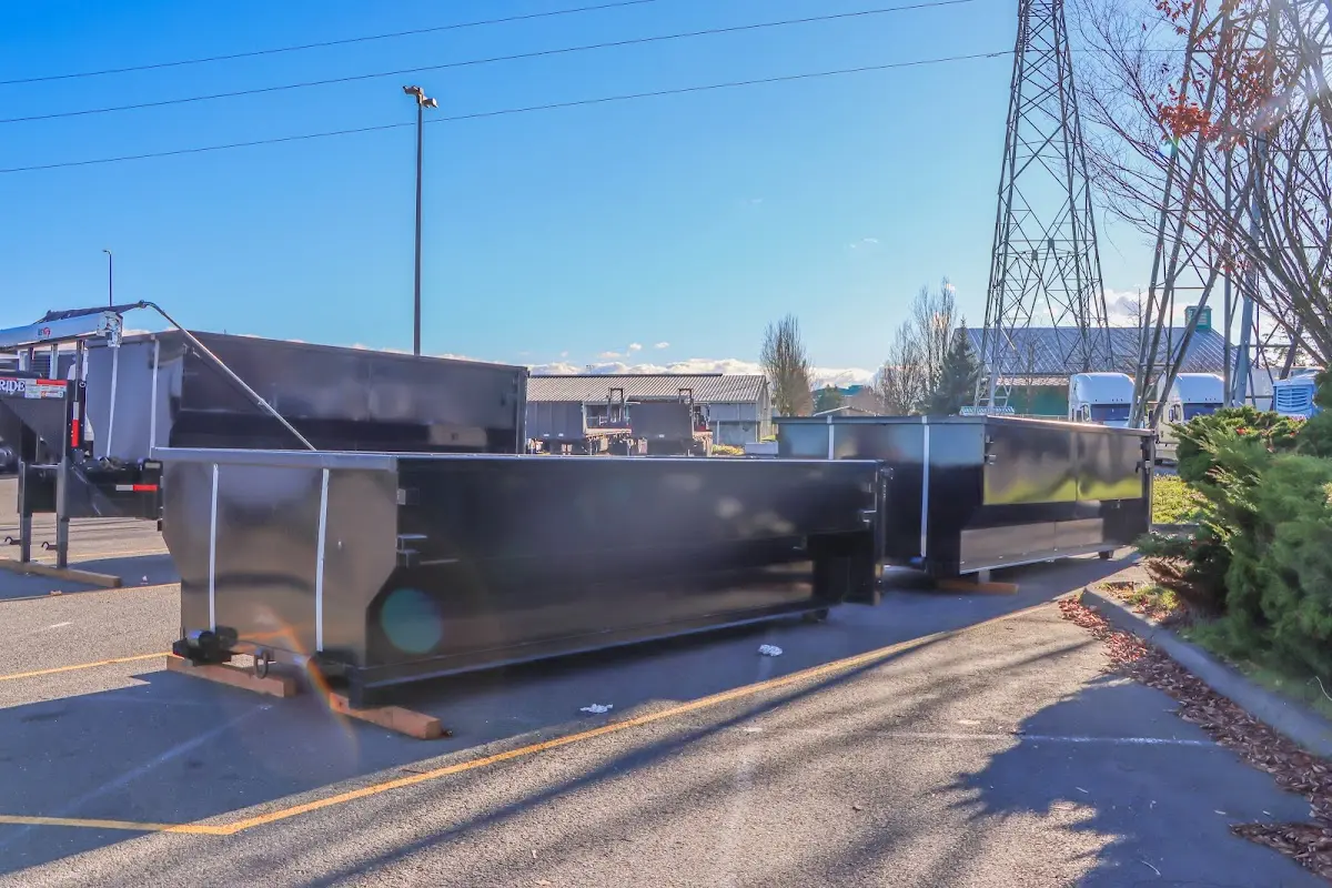 Roll-off dumpster ready for waste disposal at job site for Yard Waste Dumpster Rental in Sussex